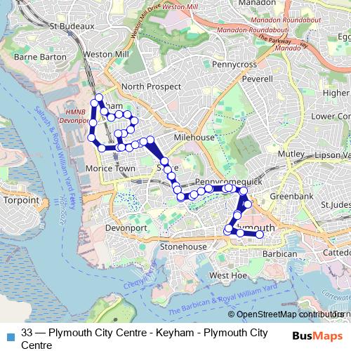 33 bus Line Map