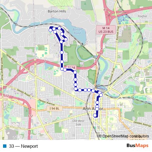 33 bus Line Map