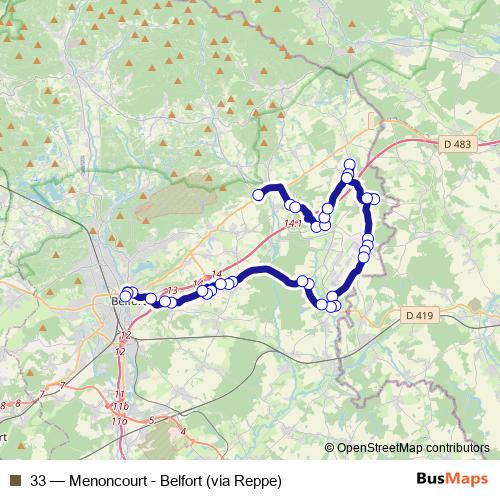 33 bus Line Map