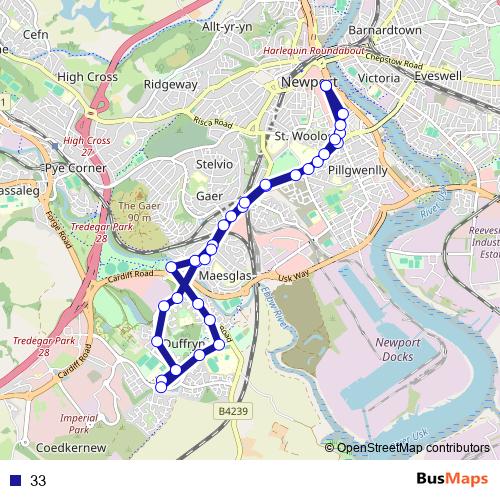 33 bus Line Map