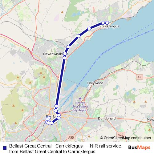 Belfast Great Central - Carrickfergus rail Line Map