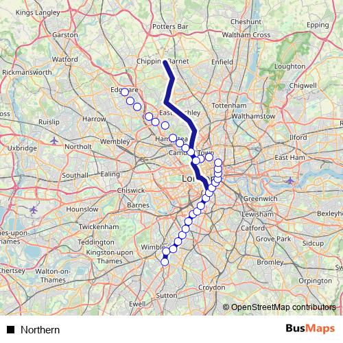 Northern metro Line Map