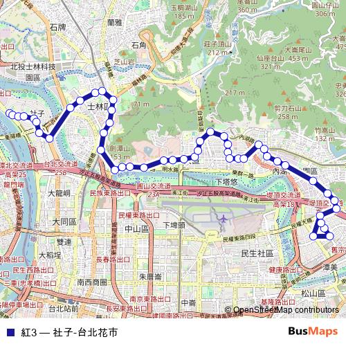 紅3 bus Line Map