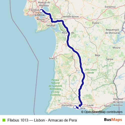 Flixbus 1013 bus Line Map