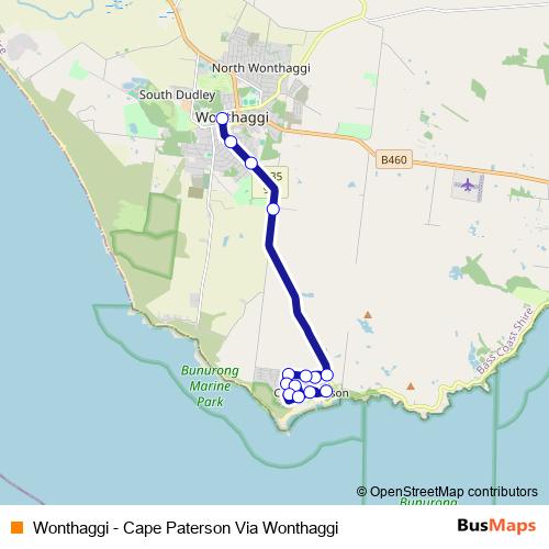 Wonthaggi - Cape Paterson Via Wonthaggi bus Line Map