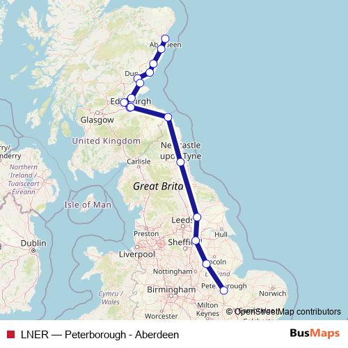 LNER rail Line Map