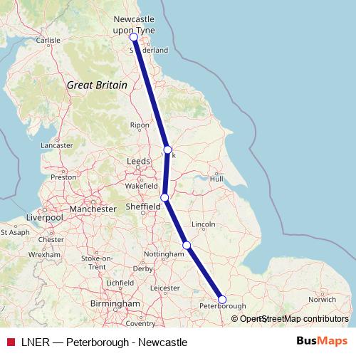 LNER rail Line Map