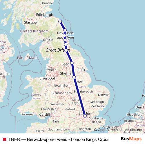 LNER rail Line Map