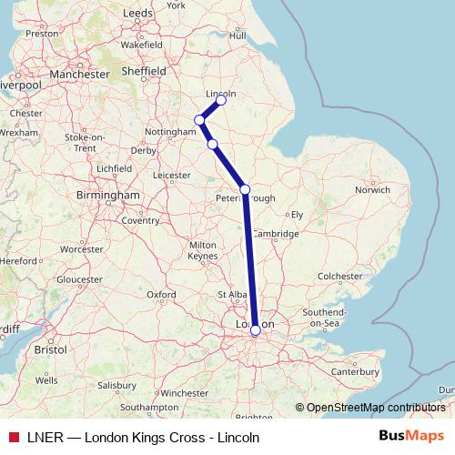 LNER rail Line Map