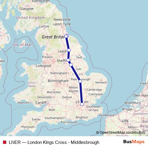 LNER rail Line Map