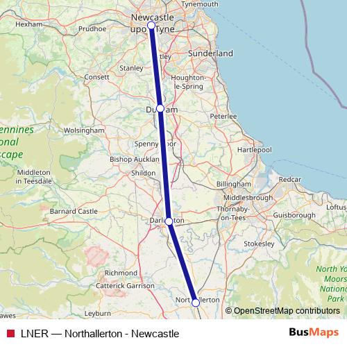 LNER rail Line Map