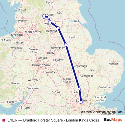 LNER rail Line Map