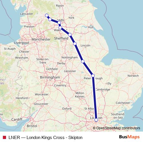 LNER rail Line Map