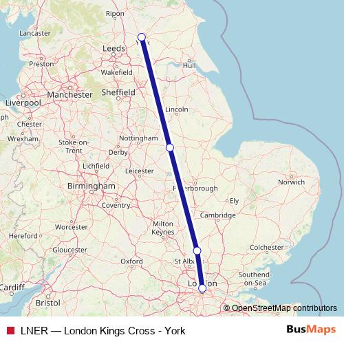 LNER rail Line Map