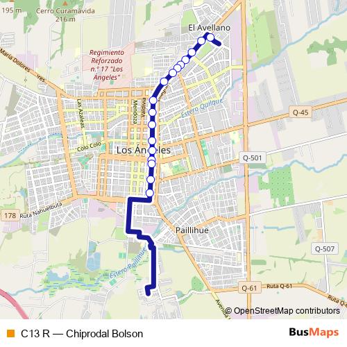 C13 R bus Line Map