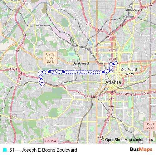 51 bus Line Map