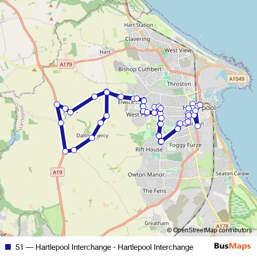 51 bus Line Map