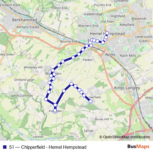 51 bus Line Map