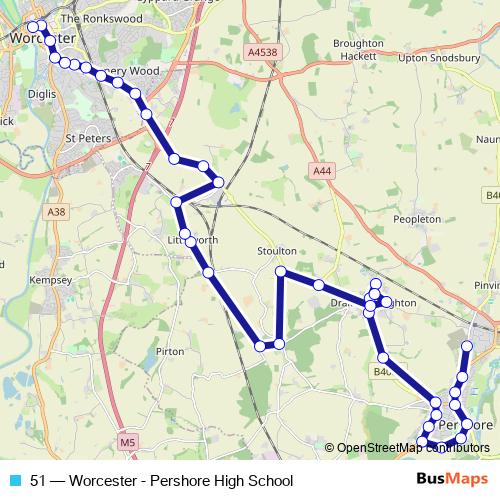 51 bus Line Map