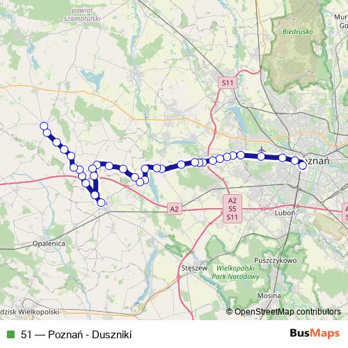 51 bus Line Map