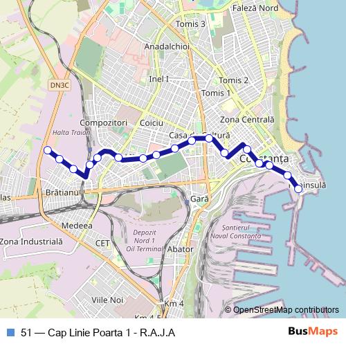 51 bus Line Map