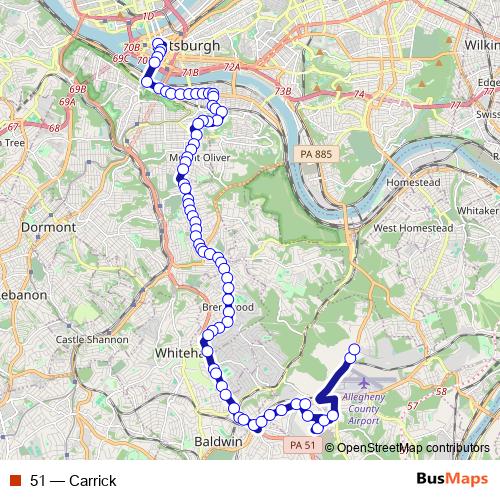 51 bus Line Map