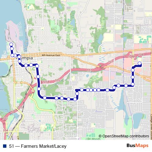 51 bus Line Map