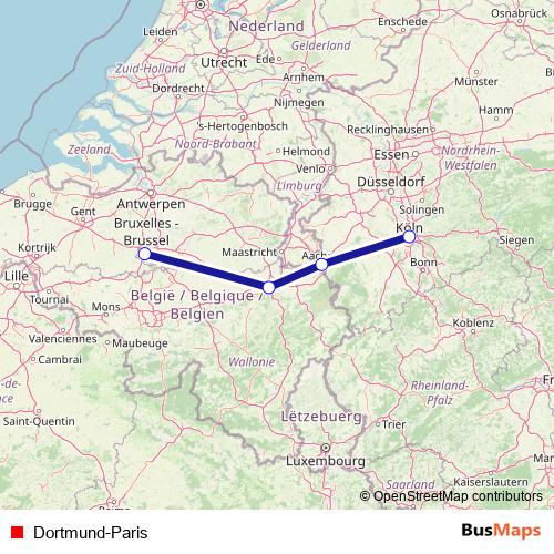 Dortmund-Paris rail Line Map