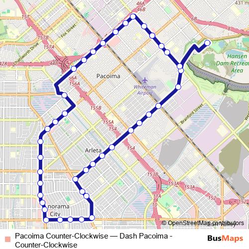 Pacoima Counter-Clockwise bus Line Map