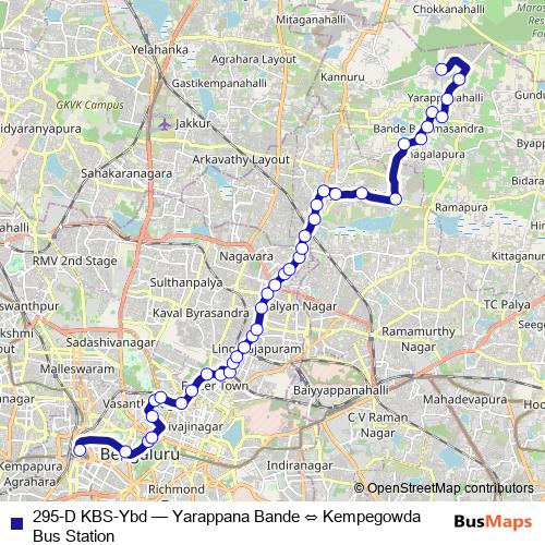 295-D KBS-Ybd bus Line Map
