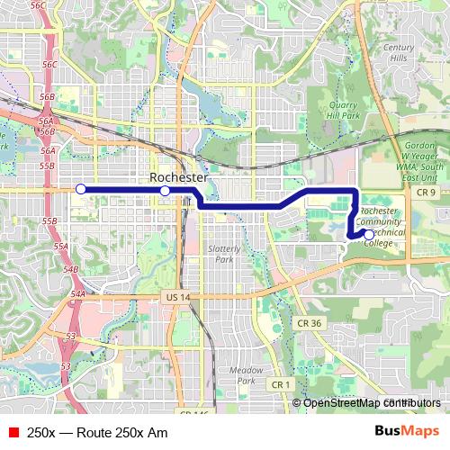 250x bus Line Map
