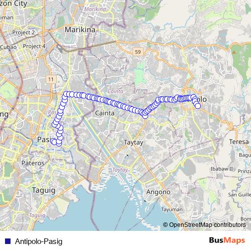 Antipolo-Pasig bus Line Map