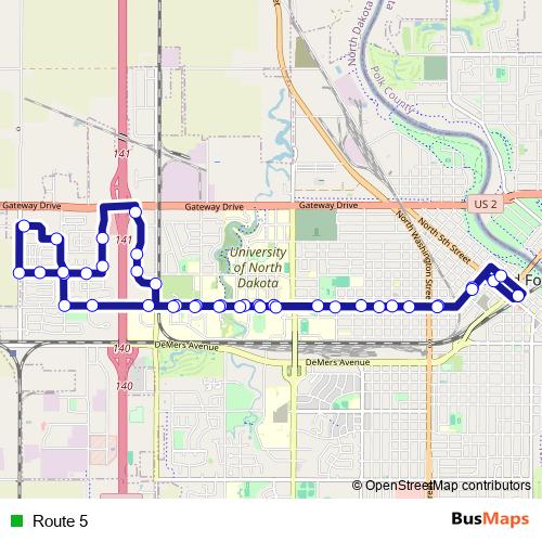 Route 5 bus Line Map