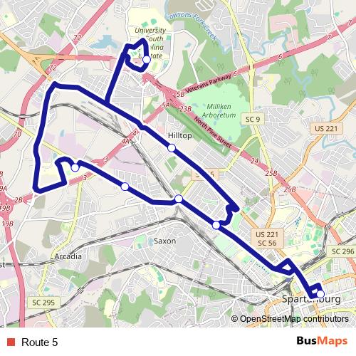 Route 5 bus Line Map
