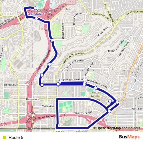 Route 5 bus Line Map