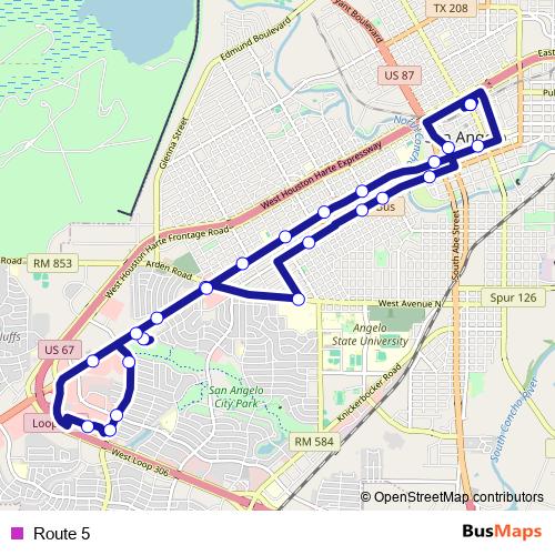 Route 5 bus Line Map