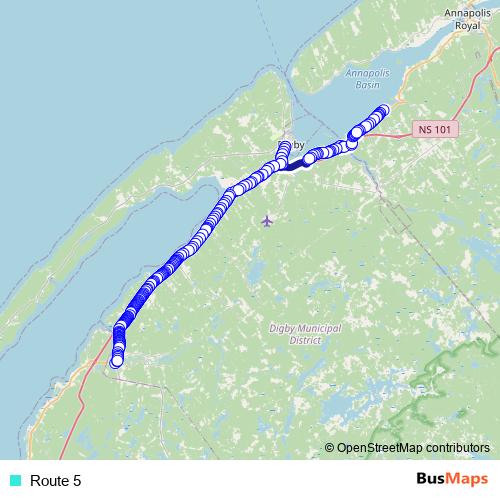 Route 5 bus Line Map