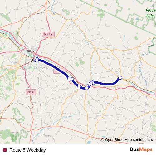Route 5 Weekday bus Line Map