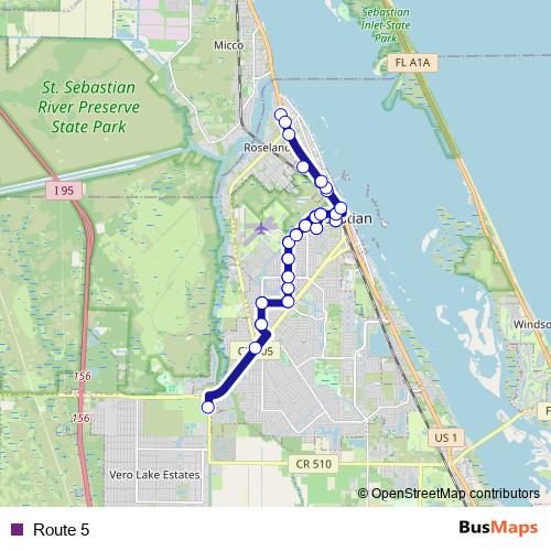 Route 5 bus Line Map