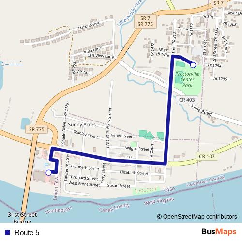 Route 5 bus Line Map