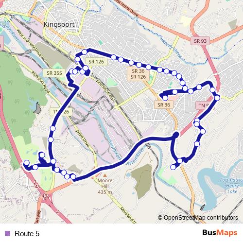 Route 5 bus Line Map