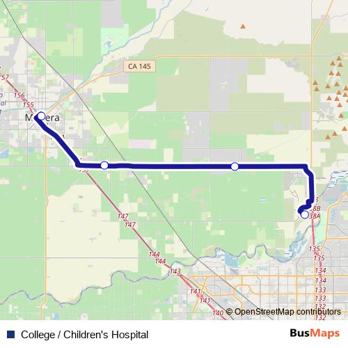 College / Children's Hospital bus Line Map