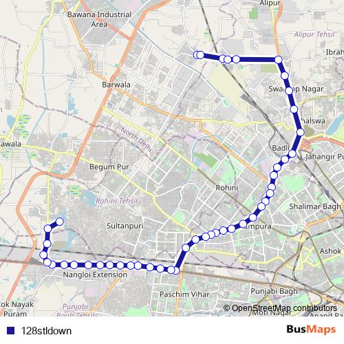 128stldown bus Line Map
