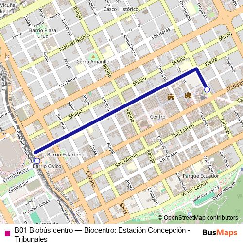 B01 Biobús centro bus Line Map