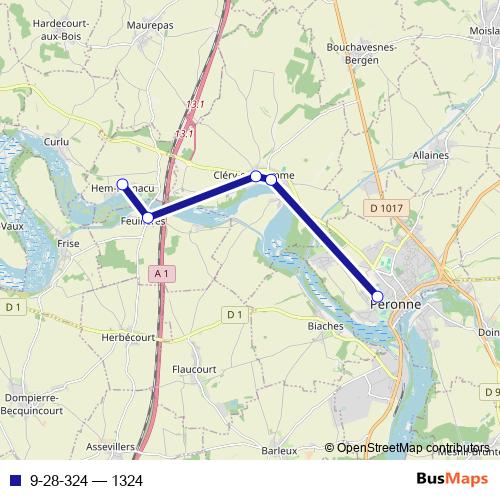 9-28-324 bus Line Map