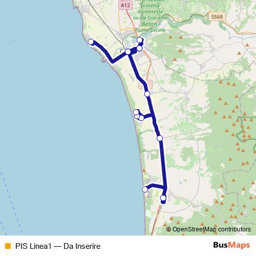 PIS Linea1 bus Line Map