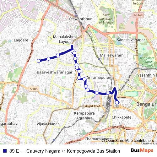 89-E bus Line Map