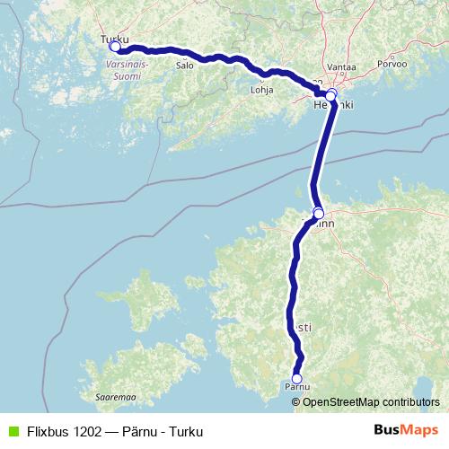 Flixbus 1202 bus Line Map