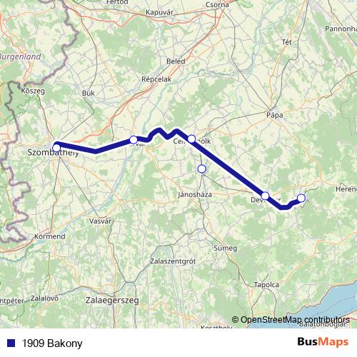 1909 Bakony rail Line Map