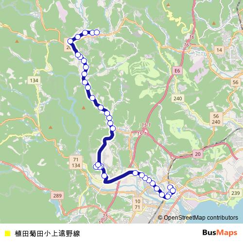 Ueda Kikutasho Katono Line bus Line Map